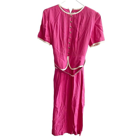 Vtg Jackie O Mod Fuchsia Pink Shift Dress By Kim Rogers Women 6 Classy Feminine - Picture 1 of 16